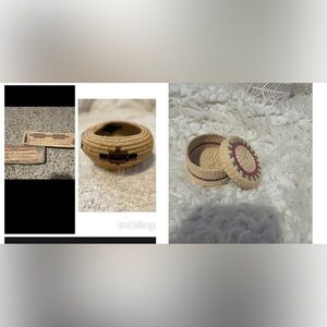 Lot 4 Indigenous Handmade Coil Woven Baskets 10” - 2”